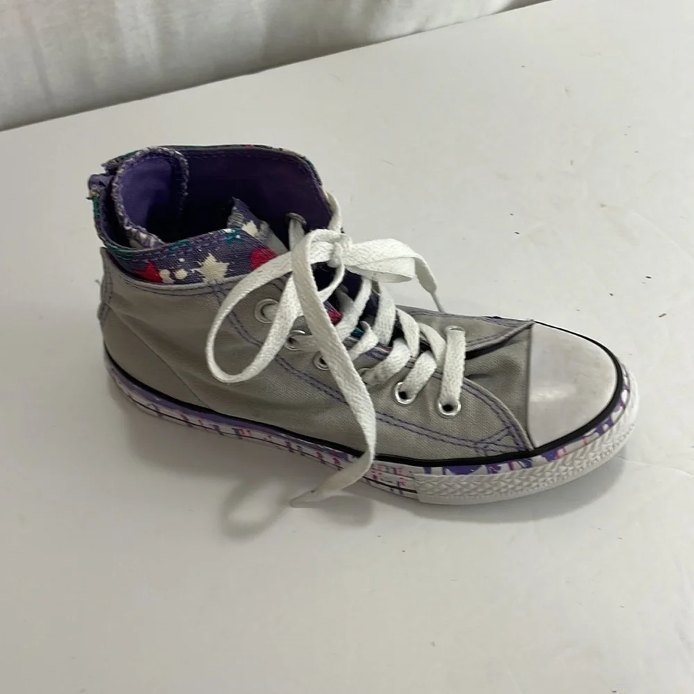 Converse Chuck Taylor All Star Gray and Purple High Tops Size 1
